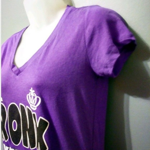 Next Level "The Bronx Keeps Creatin It" Medium Purple Women's V-Neck T-Shirt - Picture 4 of 9